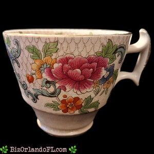 VINTAGE: Booths Floradora Gold Rimmed Pattern Flat Cup Coffee Tea **RARE FIND**